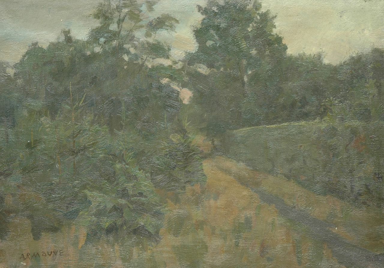 Mauve jr. A.R. | Anton Rudolf Mauve jr., Pad langs een bosrand, olieverf op doek 40,0 x 57,0 cm, gesigneerd linksonder Mauve jr. A.R. | Anton Rudolf Mauve jr., Pad langs een bosrand, olieverf op doek 40,0 x 57,0 cm, gesigneerd linksonder