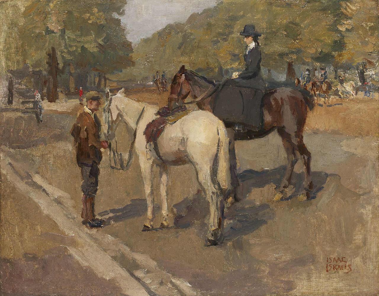 Israels I.L.  | 'Isaac' Lazarus Israels, Een rit in Hyde Park, Londen, olieverf op doek 70,2 x 89,2 cm, gesigneerd rechtsonder