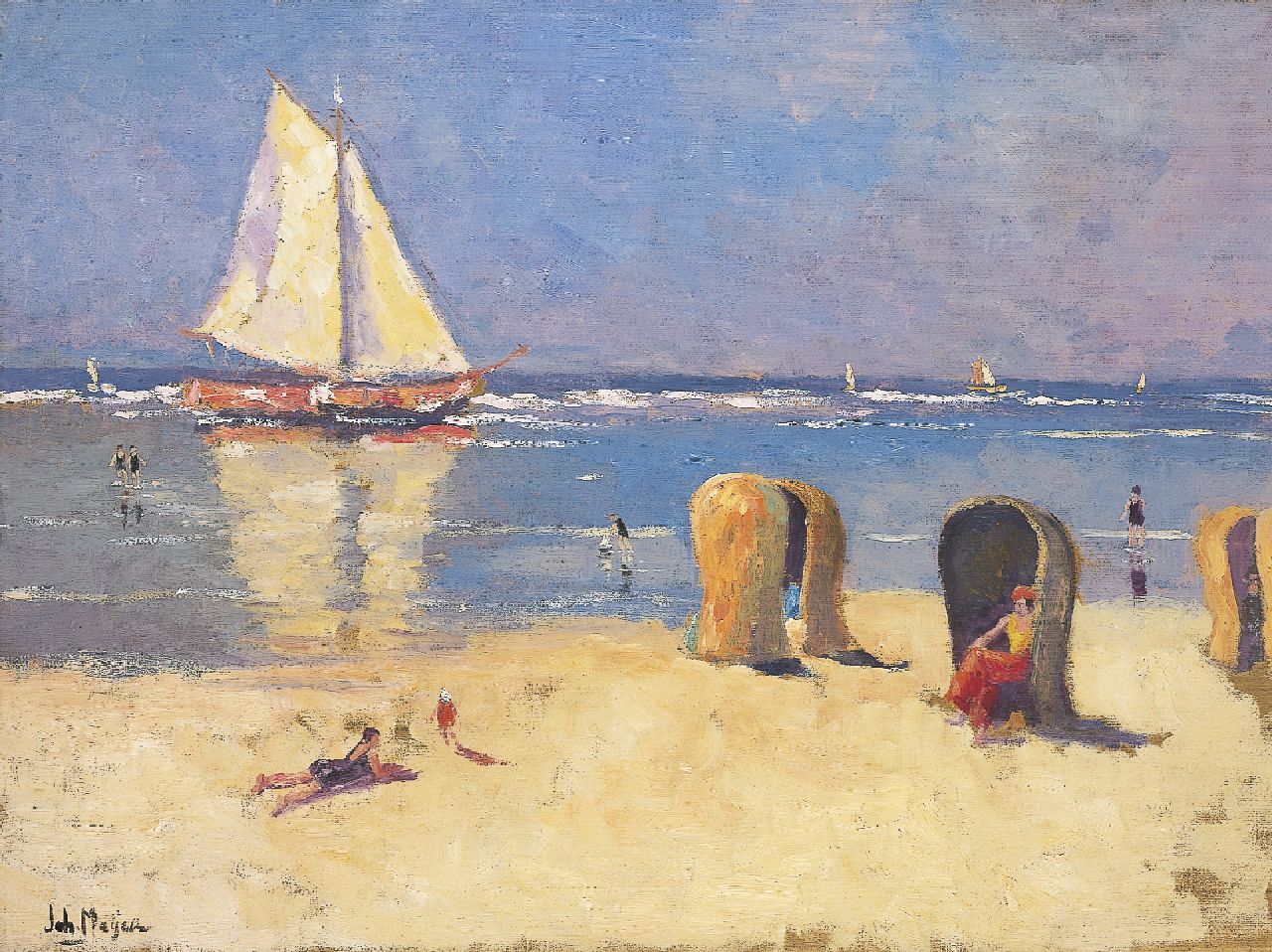 Meijer J. | Johannes 'Johan' Meijer, Strand, olieverf op doek 60,5 x 80,6 cm, gesigneerd linksonder Meijer J. | Johannes 'Johan' Meijer, Strand, olieverf op doek 60,5 x 80,6 cm, gesigneerd linksonder