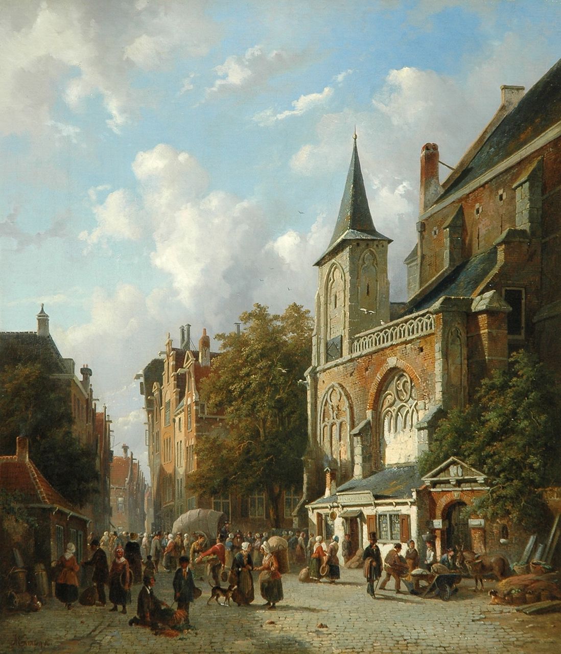 Eversen A.  | Adrianus Eversen, Hollands stadsgezicht, olieverf op doek 71,3 x 62,3 cm, gesigneerd linksonder en gedateerd '56