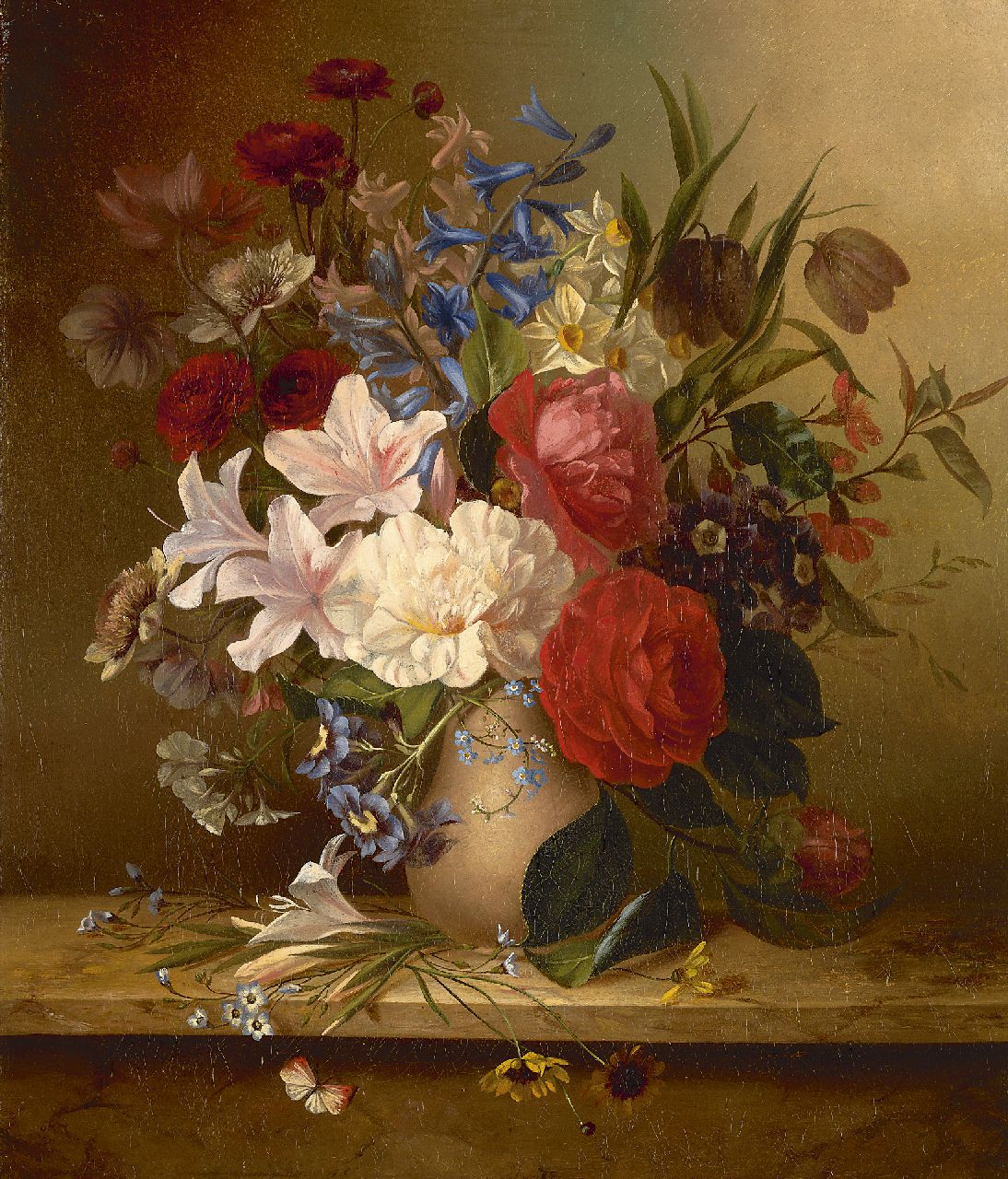 Arendsen A.H. | Arentina Hendrica Arendsen, Bloemstilleven, olieverf op doek 45,4 x 38,6 cm, gesigneerd rechtsonder Arendsen A.H. | Arentina Hendrica Arendsen, Bloemstilleven, olieverf op doek 45,4 x 38,6 cm, gesigneerd rechtsonder