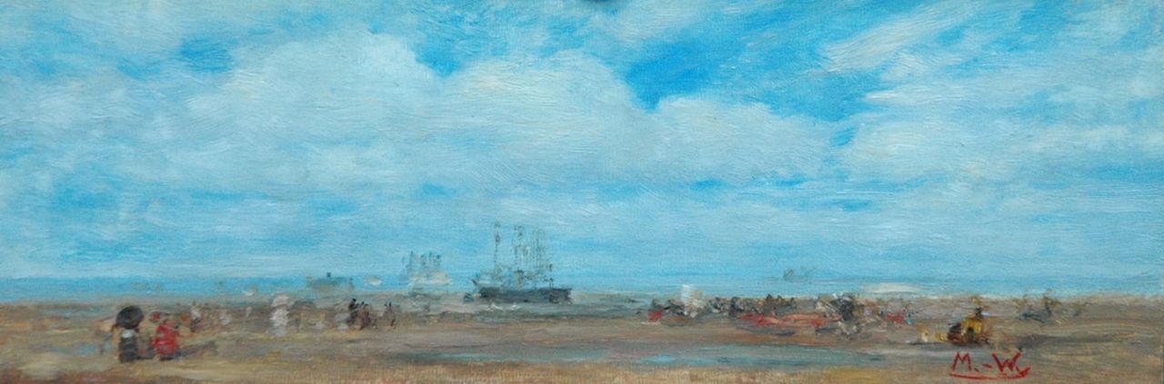 Meyer-Wiegand R.D.  | Rolf Dieter Meyer-Wiegand, Noordzeekust, olieverf op paneel 8,2 x 24,0 cm, gesigneerd rechtsonder met initialen en verso met atelierstempel