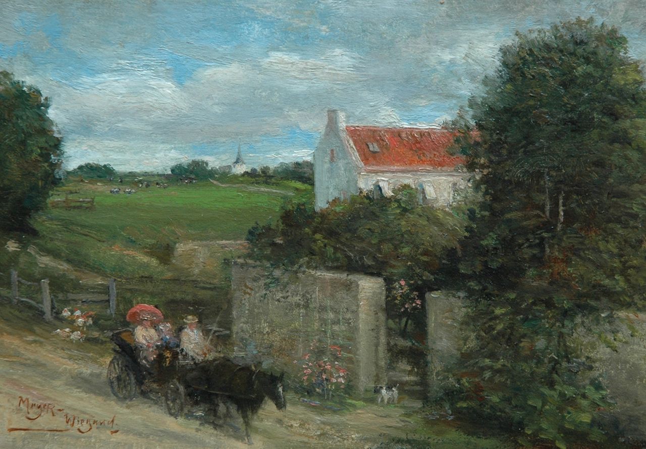 Meyer-Wiegand R.D. | Rolf Dieter Meyer-Wiegand, Zondagsrit met een calèche, olieverf op paneel 14,0 x 20,0 cm, gesigneerd linksonder Meyer-Wiegand R.D. | Rolf Dieter Meyer-Wiegand, Zondagsrit met een calèche, olieverf op paneel 14,0 x 20,0 cm, gesigneerd linksonder