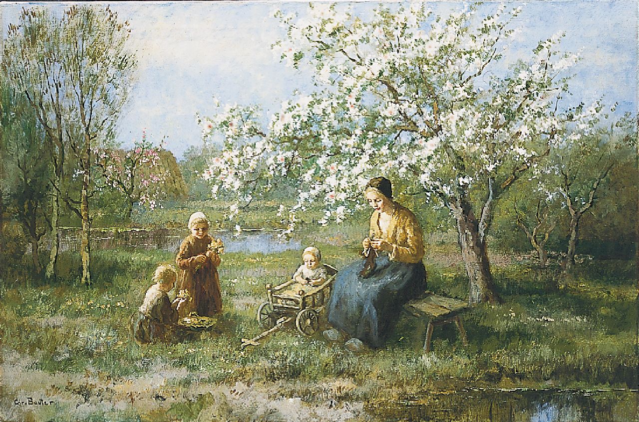 Bouter C.W. | Cornelis Wouter 'Cor' Bouter, Namiddag in de boomgaard, olieverf op doek 61,0 x 91,4 cm, gesigneerd linksonder Bouter C.W. | Cornelis Wouter 'Cor' Bouter, Namiddag in de boomgaard, olieverf op doek 61,0 x 91,4 cm, gesigneerd linksonder