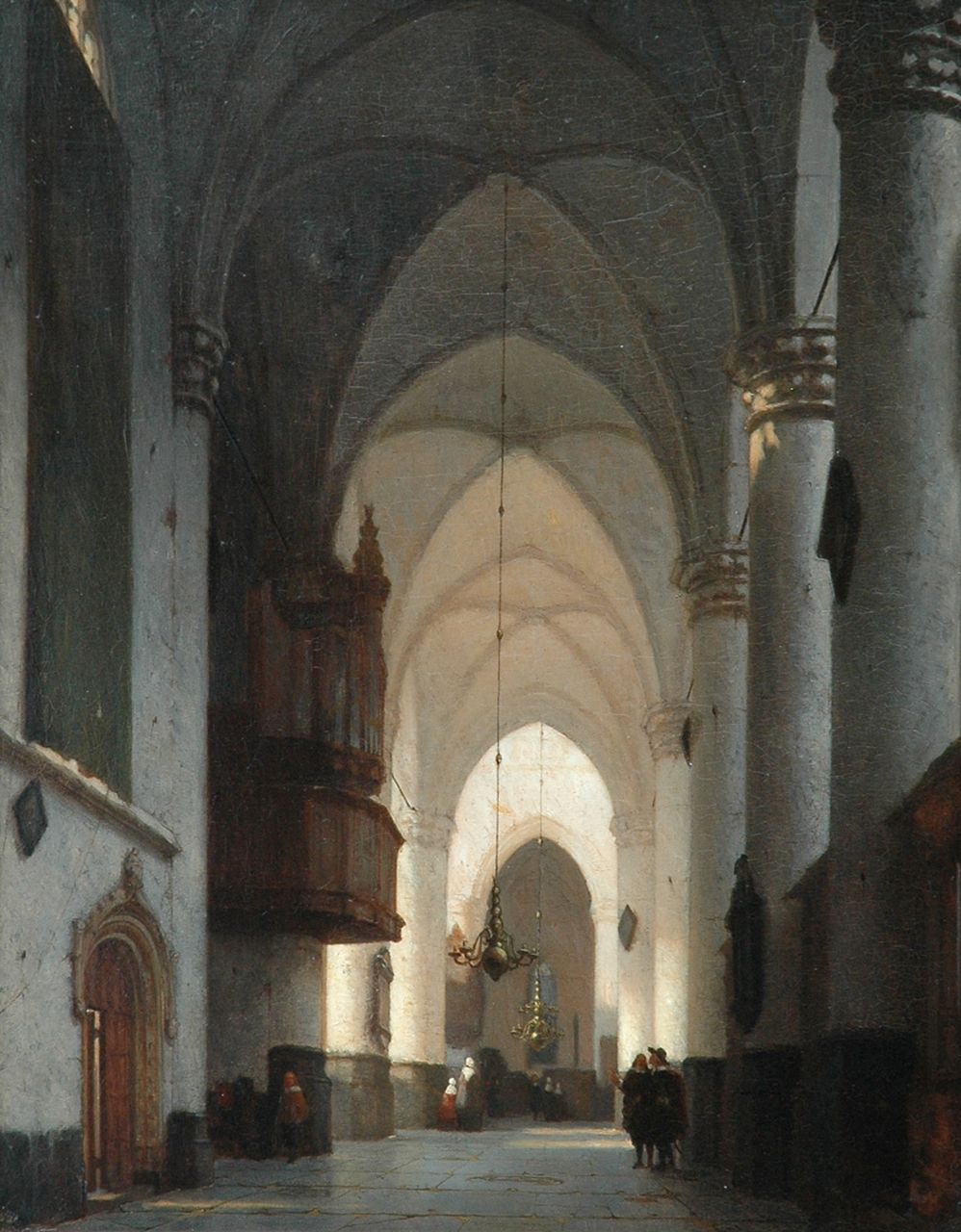 Schenkel J.J. | Jan Jacob Schenkel, Kerkinterieur met figuren, olieverf op paneel 51,5 x 40,5 cm Schenkel J.J. | Jan Jacob Schenkel, Kerkinterieur met figuren, olieverf op paneel 51,5 x 40,5 cm