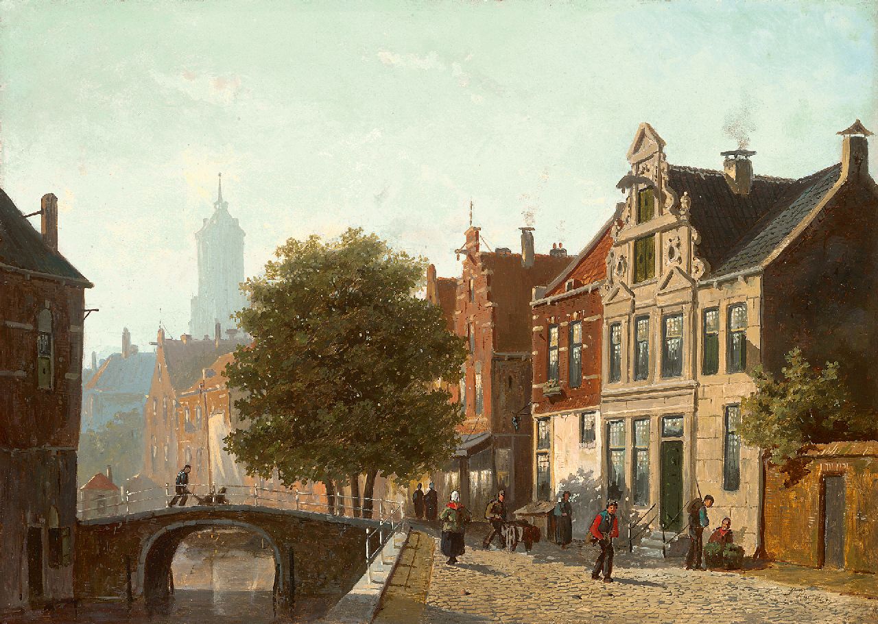 Roosdorp F.  | Frederik Roosdorp, Hollands grachtje, olieverf op paneel 25,6 x 35,8 cm, gesigneerd rechtsonder