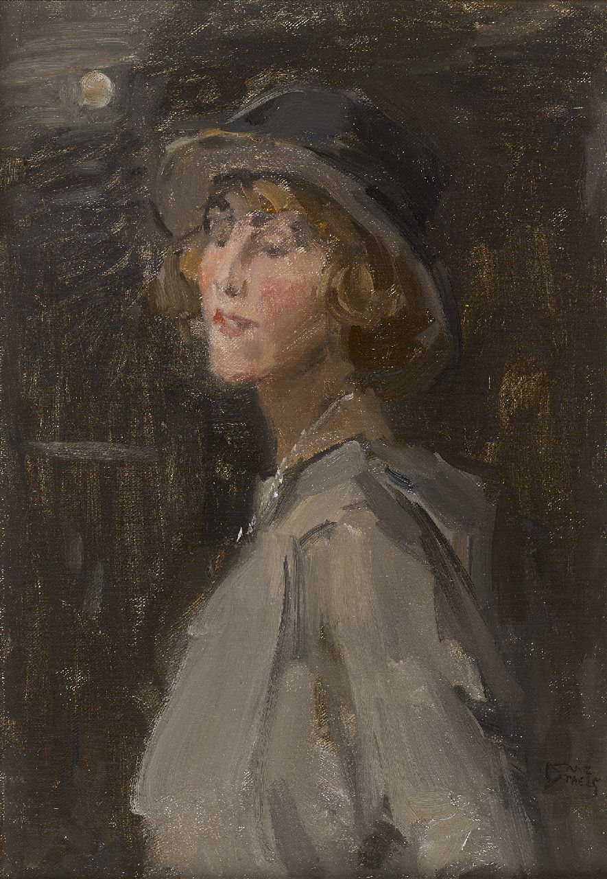 Israels I.L. | 'Isaac' Lazarus Israels, Portret van Sophie de Vries, olieverf op doek 50,5 x 35,5 cm, gesigneerd rechtsonder Israels I.L. | 'Isaac' Lazarus Israels, Portret van Sophie de Vries, olieverf op doek 50,5 x 35,5 cm, gesigneerd rechtsonder