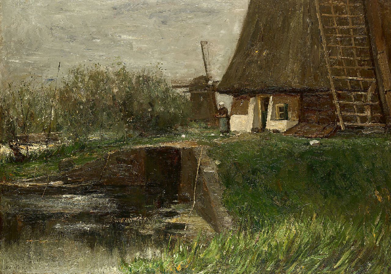 Roelofs O.W.A. | Otto Willem Albertus 'Albert' Roelofs | Schilderijen te koop aangeboden | Molens, olieverf op doek 70,8 x 100,5 cm, gesigneerd linksonder en te dateren ca. 1899 Roelofs O.W.A. | Otto Willem Albertus 'Albert' Roelofs | Schilderijen te koop aangeboden | Molens, olieverf op doek 70,8 x 100,5 cm, gesigneerd linksonder en te dateren ca. 1899