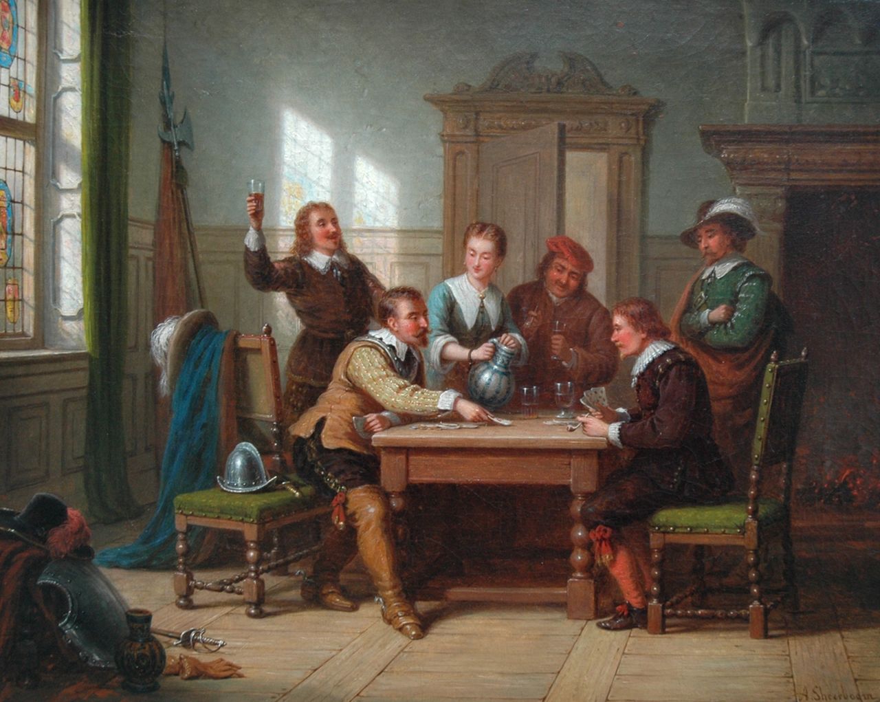 Scheerboom A. | Andries Scheerboom, De slag is gewonnen, olieverf op doek 43,7 x 54,0 cm, gesigneerd rechtsonder 'A. Sheerboom' Scheerboom A. | Andries Scheerboom, De slag is gewonnen, olieverf op doek 43,7 x 54,0 cm, gesigneerd rechtsonder 'A. Sheerboom'