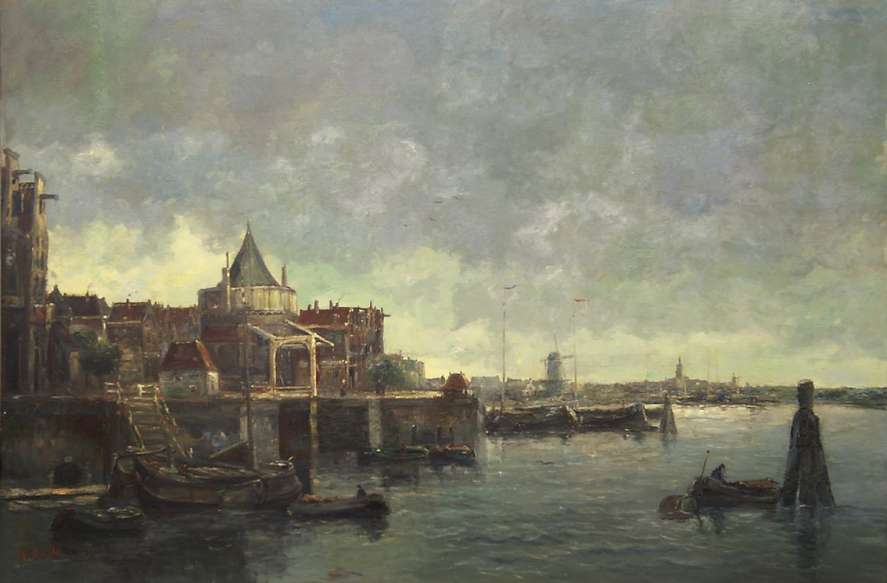 Smith H. | Hobbe Smith, Amsterdams stadsgezicht met de Schreierstoren, olieverf op doek 99,0 x 150,0 cm, gesigneerd linksonder Smith H. | Hobbe Smith, Amsterdams stadsgezicht met de Schreierstoren, olieverf op doek 99,0 x 150,0 cm, gesigneerd linksonder