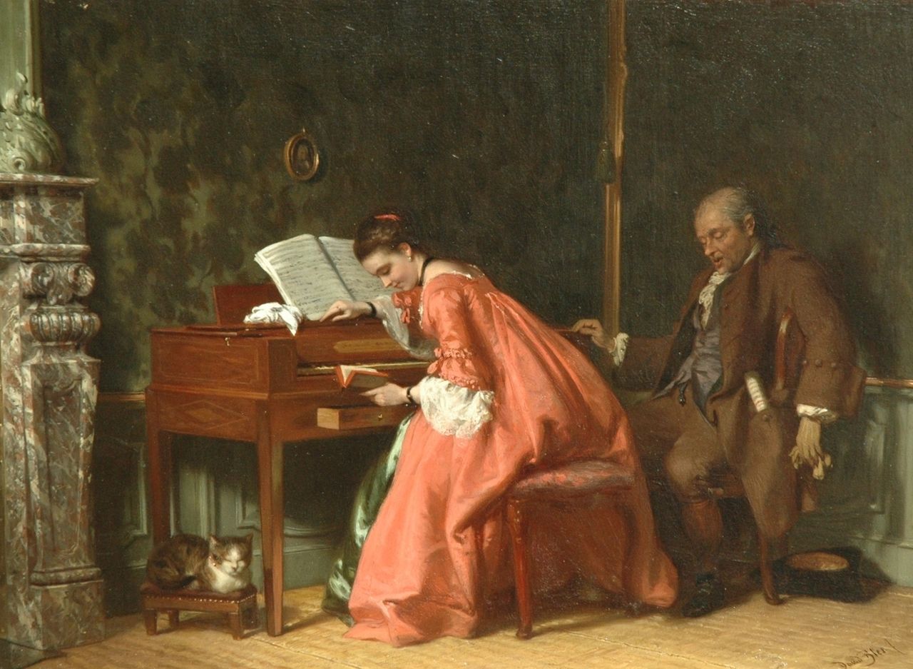 Bles D.J. | David Joseph Bles, De onoplettende leraar, olieverf op paneel 31,1 x 41,6 cm, gesigneerd rechtsonder Bles D.J. | David Joseph Bles, De onoplettende leraar, olieverf op paneel 31,1 x 41,6 cm, gesigneerd rechtsonder