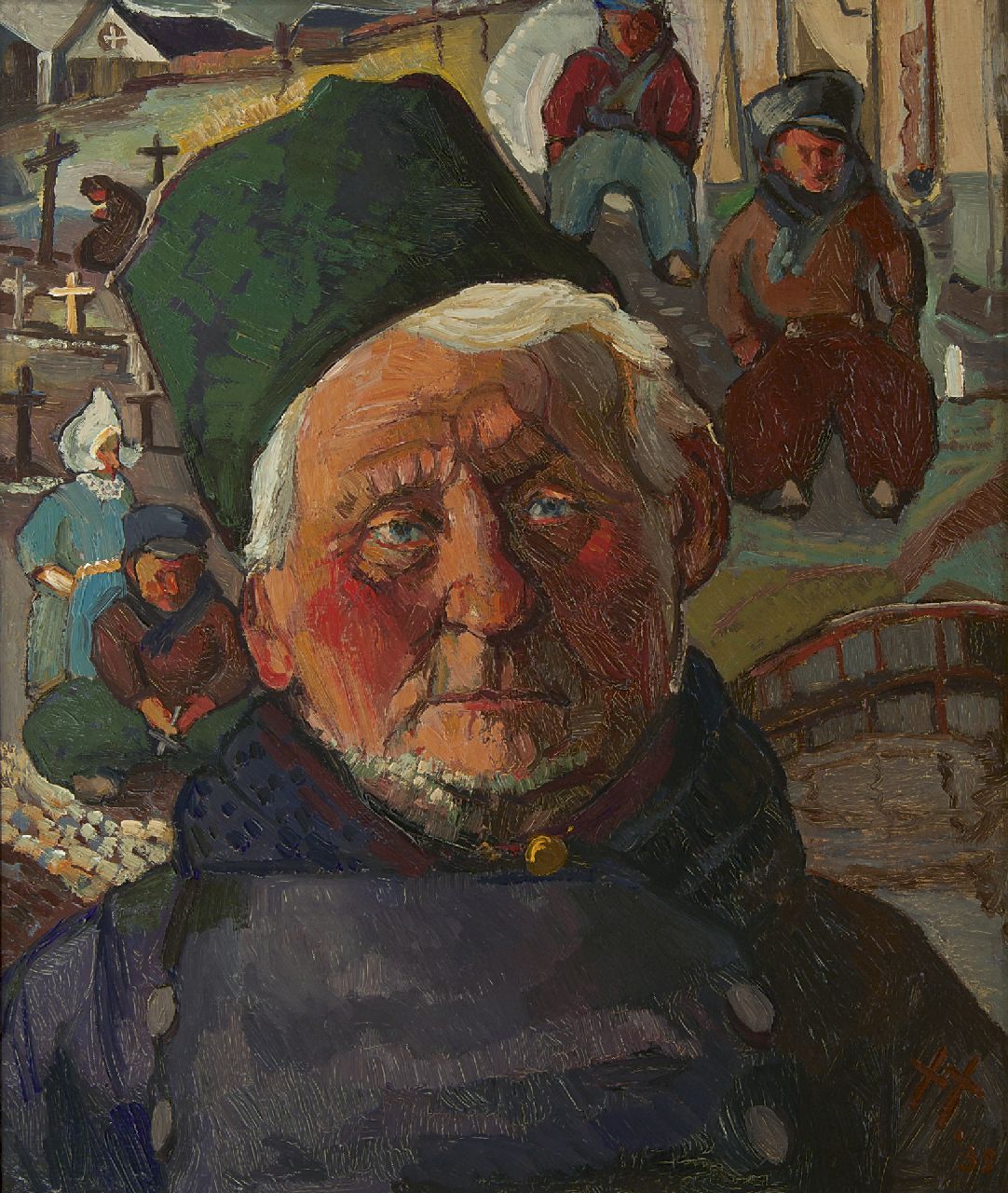 Kruysen J. | Johannes 'Jan' Kruysen | Schilderijen te koop aangeboden | Vissersportret, olieverf op board 59,7 x 50,3 cm, gesigneerd rechtsonder en gedateerd '35 Kruysen J. | Johannes 'Jan' Kruysen | Schilderijen te koop aangeboden | Vissersportret, olieverf op board 59,7 x 50,3 cm, gesigneerd rechtsonder en gedateerd '35