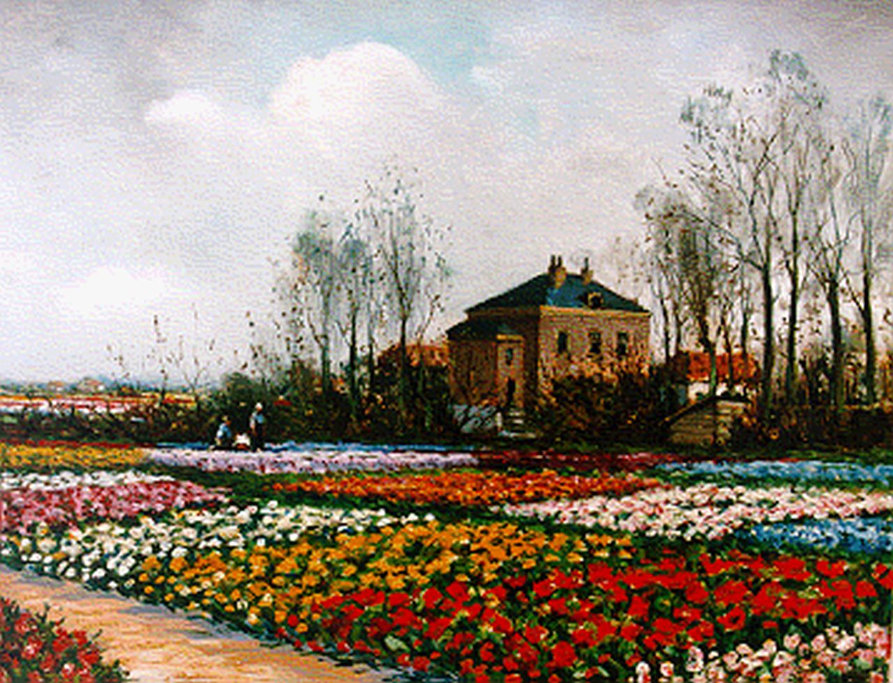 Dirckx A.B.  | Antonius Bernardus 'Anton' Dirckx, Bollenveld, olieverf op doek 39,0 x 50,0 cm, gesigneerd rechtsonder