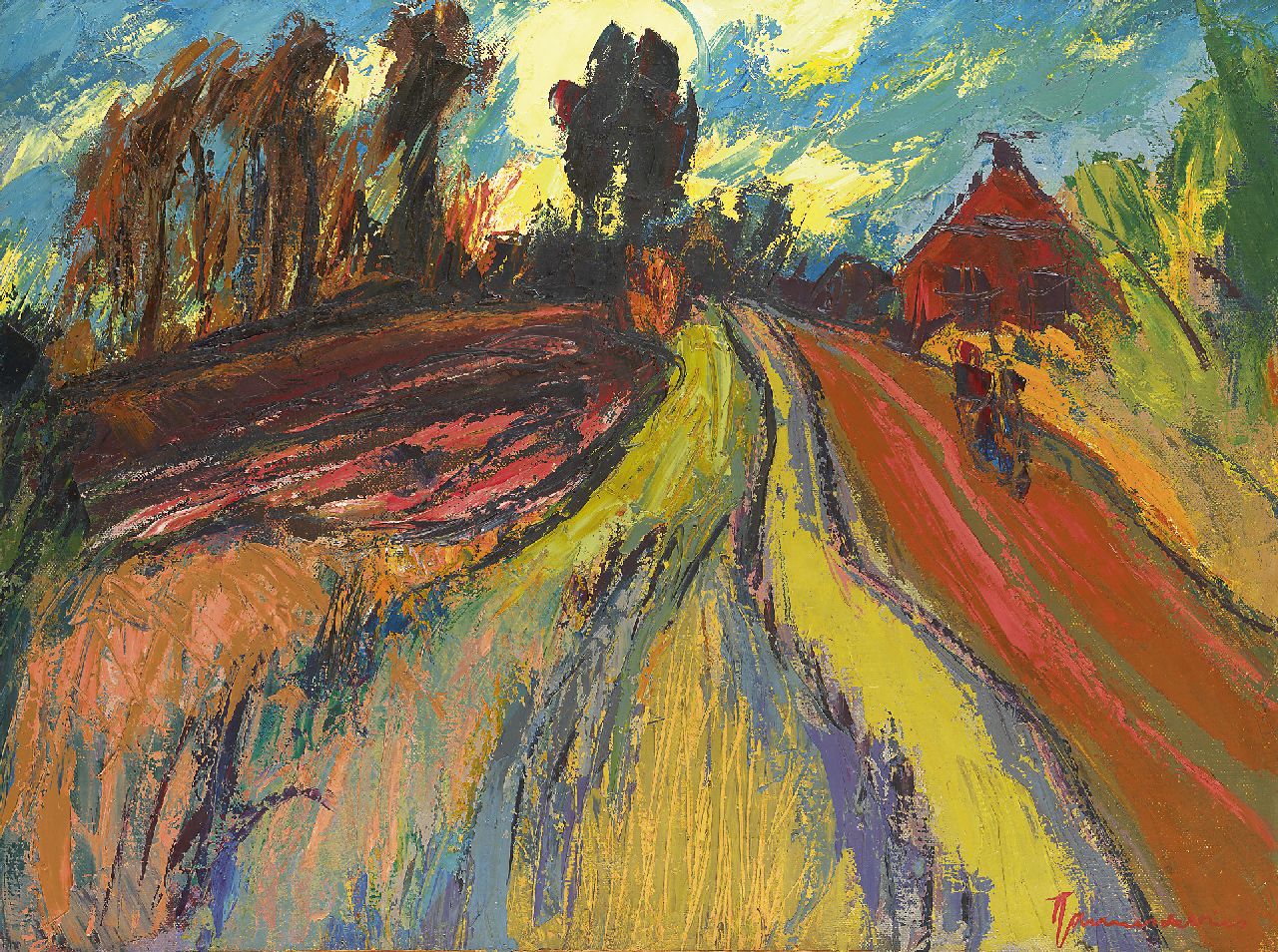 Vries J. de | Jannes de Vries, Landschap bij Wetsinge-Sauwerd, olieverf op doek 60,4 x 80,4 cm, gesigneerd rechtsonder