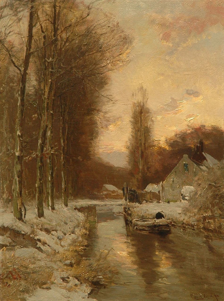 Apol L.F.H. | Lodewijk Franciscus Hendrik 'Louis' Apol, Winters bosgezicht met vaartje, olieverf op doek 60,5 x 45,1 cm, gesigneerd rechtsonder Apol L.F.H. | Lodewijk Franciscus Hendrik 'Louis' Apol, Winters bosgezicht met vaartje, olieverf op doek 60,5 x 45,1 cm, gesigneerd rechtsonder