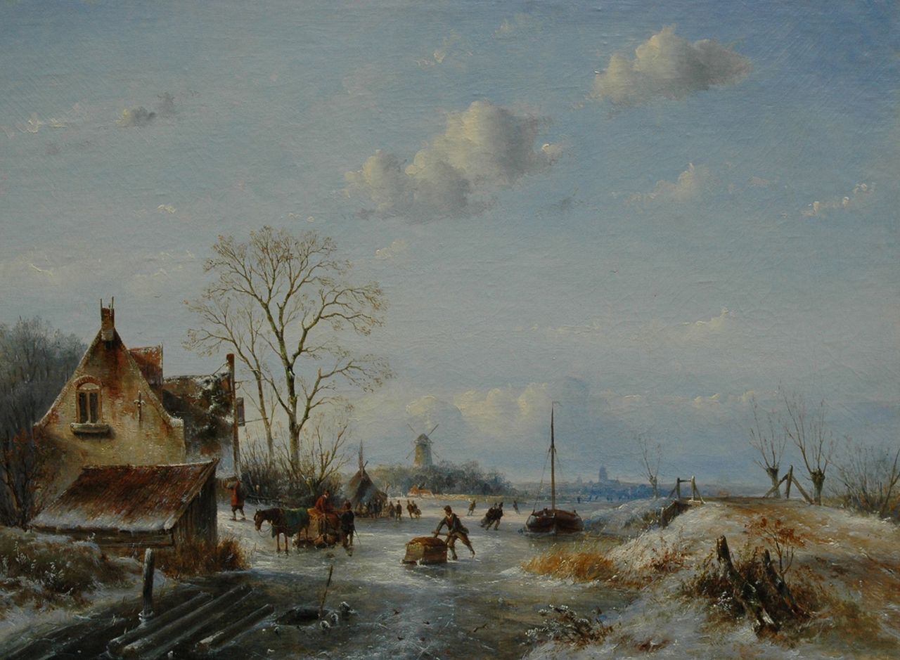 Hans J.G. | Josephus Gerardus Hans, IJsvermaak op een zonnige winterdag, olieverf op doek 53,3 x 71,0 cm, gesigneerd rechtsonder (vaag) Hans J.G. | Josephus Gerardus Hans, IJsvermaak op een zonnige winterdag, olieverf op doek 53,3 x 71,0 cm, gesigneerd rechtsonder (vaag)