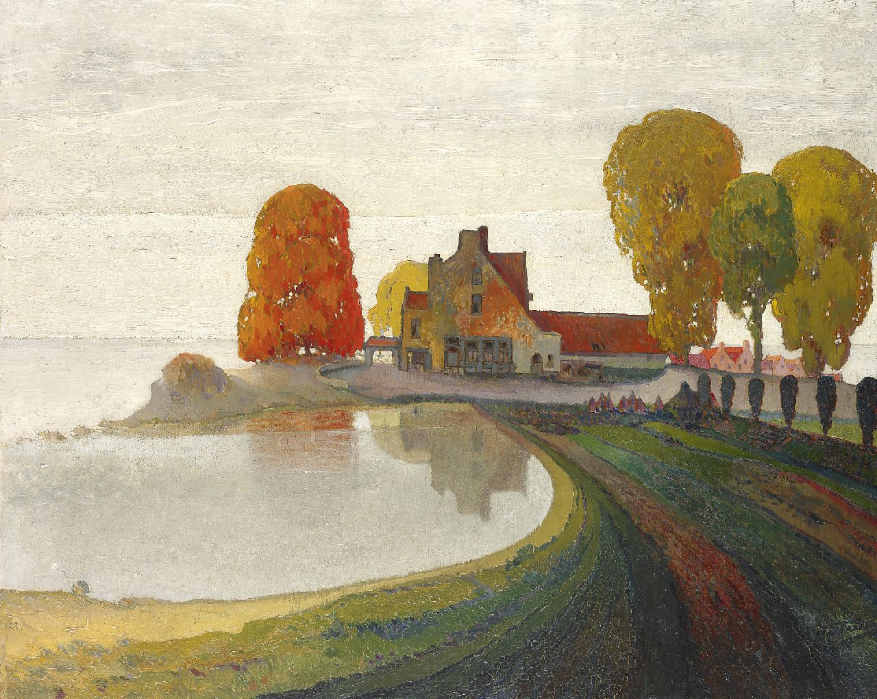 Feure G. de | Georges de Feure, Boerderij aan de Zuyderzee, olieverf op paneel 60,1 x 73,2 cm, gesigneerd rechtsonder