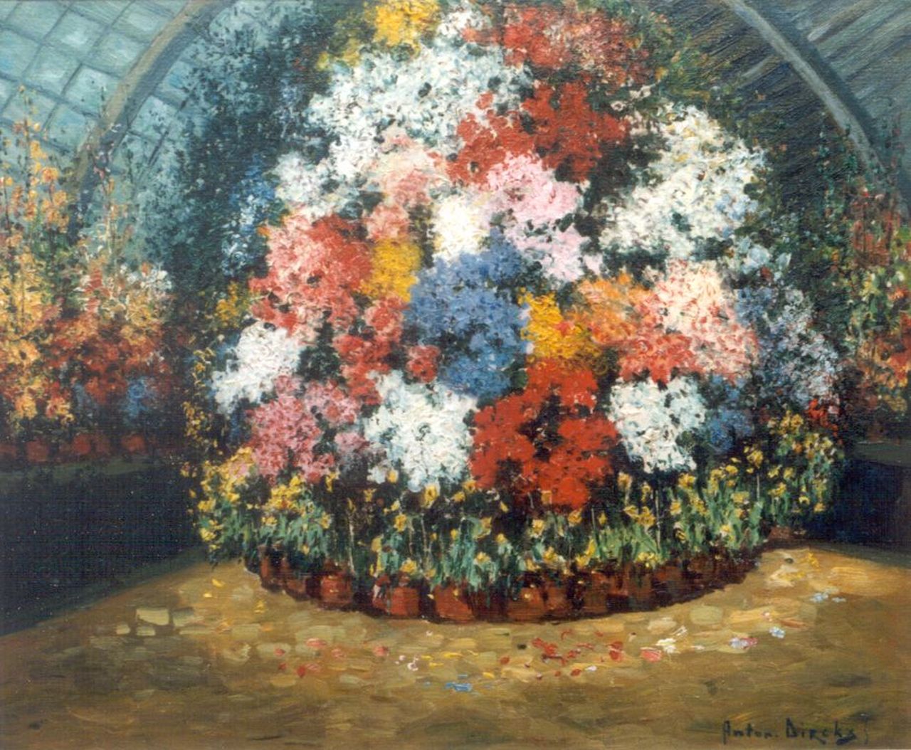 Dirckx A.B. | Antonius Bernardus 'Anton' Dirckx, Greenhouse, olieverf op doek 46,0 x 56,0 cm, gesigneerd rechtsonder Dirckx A.B. | Antonius Bernardus 'Anton' Dirckx, Greenhouse, olieverf op doek 46,0 x 56,0 cm, gesigneerd rechtsonder