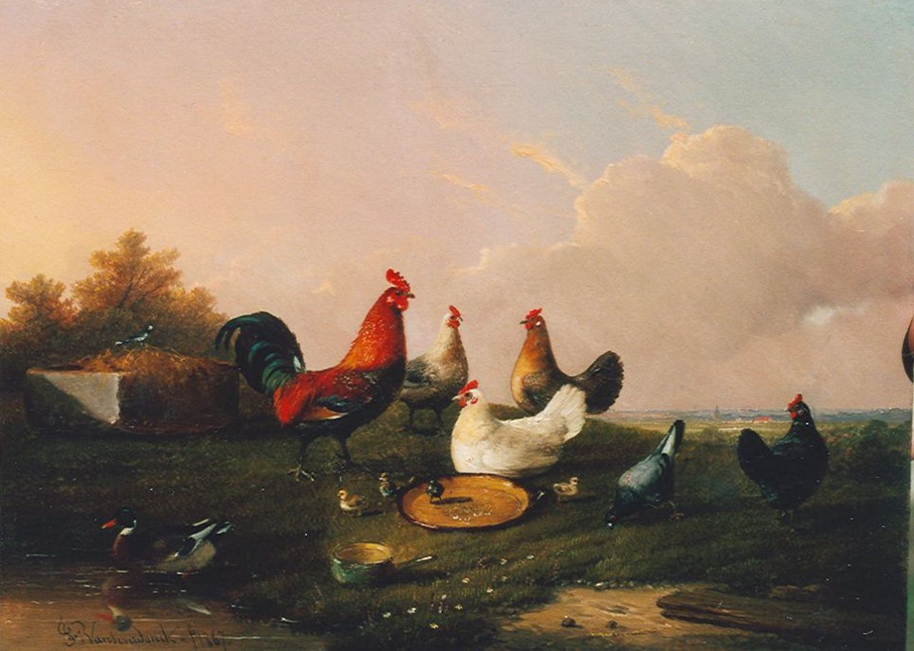 Severdonck F. van | Frans van Severdonck, Pluimvee, olieverf op paneel 17,7 x 24,1 cm, gesigneerd middenonder en gedateerd 1869 Severdonck F. van | Frans van Severdonck, Pluimvee, olieverf op paneel 17,7 x 24,1 cm, gesigneerd middenonder en gedateerd 1869