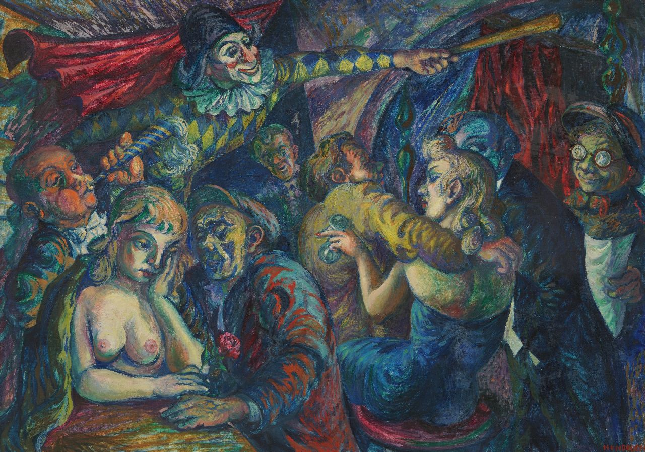 Norden H. van | Hans van Norden | Schilderijen te koop aangeboden | Carnaval, olieverf op doek 95,2 x 135,2 cm, gesigneerd rechtsonder en te dateren ca. 1951