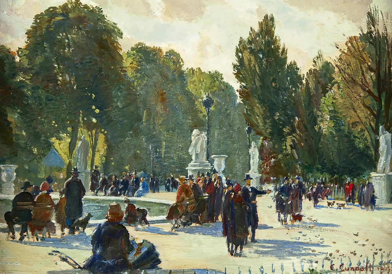 Cundall C.E. | Charles-Ernest Cundall, Jardin des Tuilleries, Parijs, olieverf op paneel 23,5 x 32,9 cm, gesigneerd rechtsonder en gedateerd 1939 Cundall C.E. | Charles-Ernest Cundall, Jardin des Tuilleries, Parijs, olieverf op paneel 23,5 x 32,9 cm, gesigneerd rechtsonder en gedateerd 1939