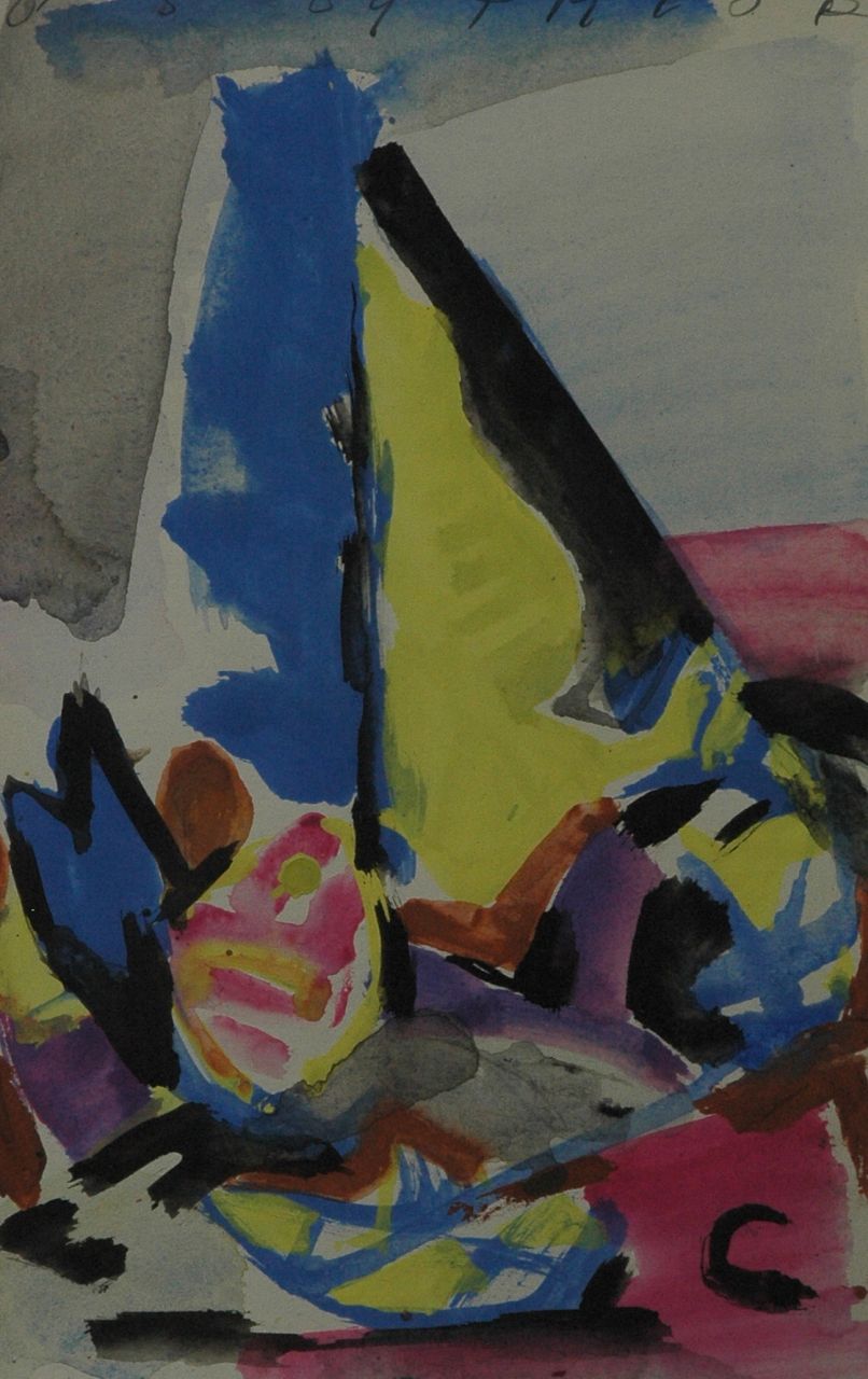 Jordens J.G.  | 'Jan' Gerrit Jordens, Compositie, aquarel op papier 25,0 x 16,3 cm, gesigneerd rechtsboven en gedateerd 8 5 59 PM