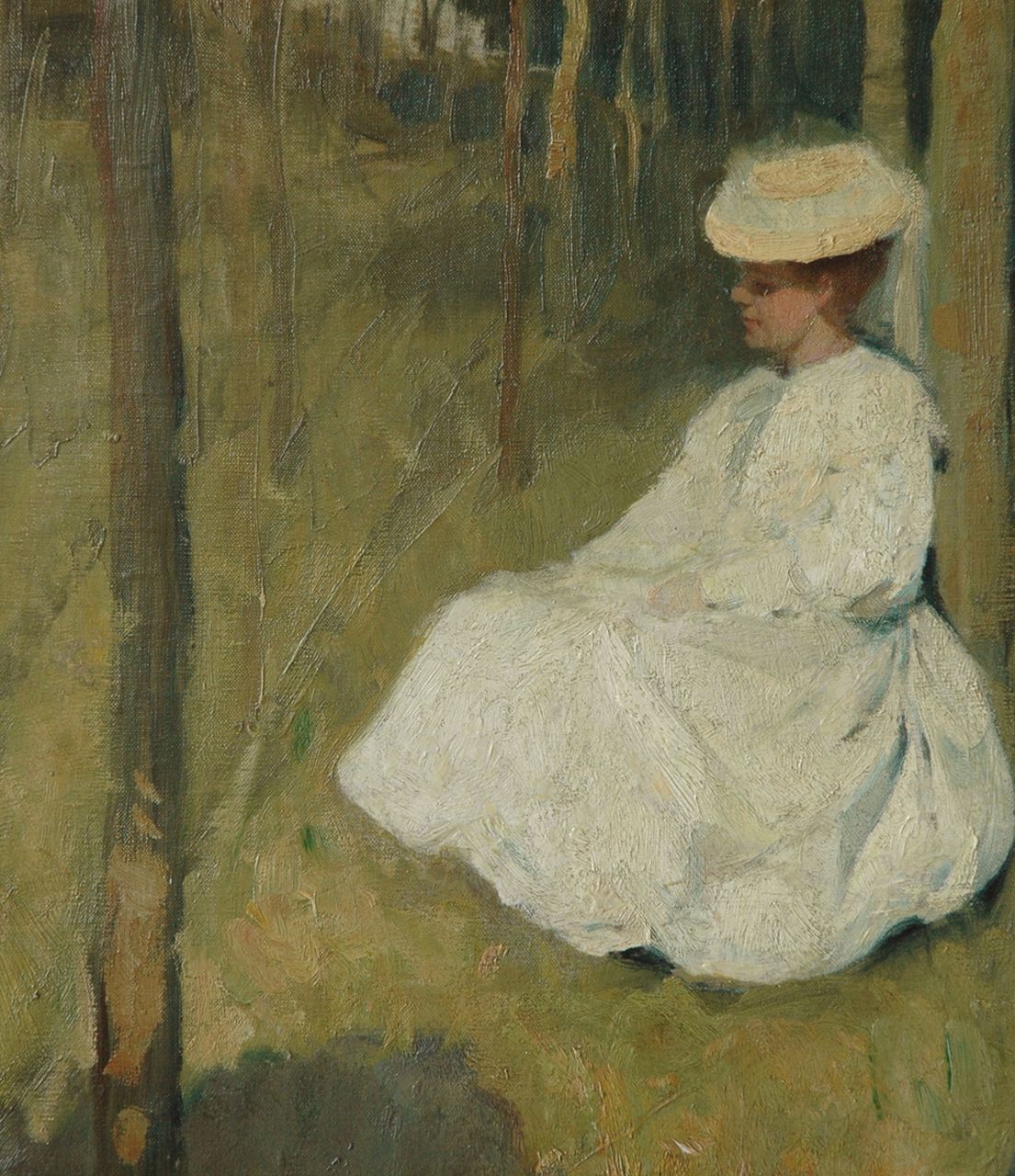 Jonniaux A. | Alfred Jonniaux, Zittende dame in een park, olieverf op doek 34,3 x 30,3 cm Jonniaux A. | Alfred Jonniaux, Zittende dame in een park, olieverf op doek 34,3 x 30,3 cm