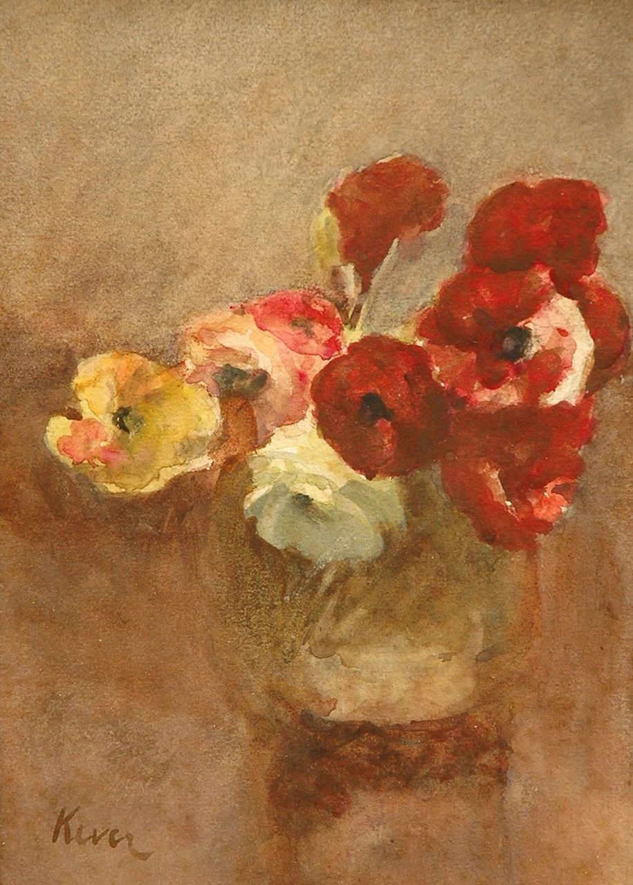 Kever J.S.H. | Jacob Simon Hendrik 'Hein' Kever, Ranonkels, aquarel op papier 28,5 x 21,0 cm, gesigneerd linksonder Kever J.S.H. | Jacob Simon Hendrik 'Hein' Kever, Ranonkels, aquarel op papier 28,5 x 21,0 cm, gesigneerd linksonder