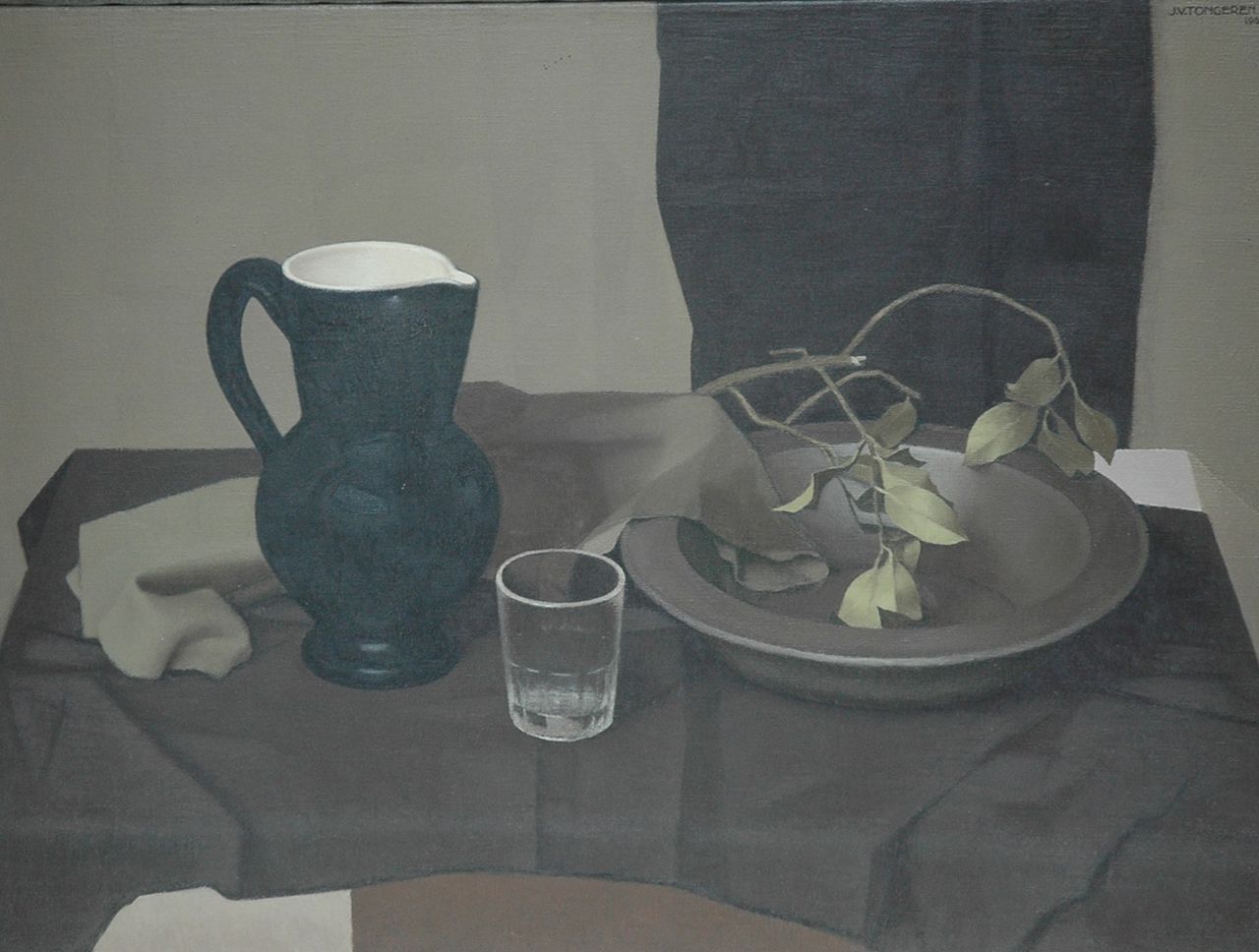 Tongeren J. van | Jan van Tongeren, Tinnen schaal met kan, olieverf op doek 60,0 x 79,6 cm, gesigneerd rechtsboven Tongeren J. van | Jan van Tongeren, Tinnen schaal met kan, olieverf op doek 60,0 x 79,6 cm, gesigneerd rechtsboven