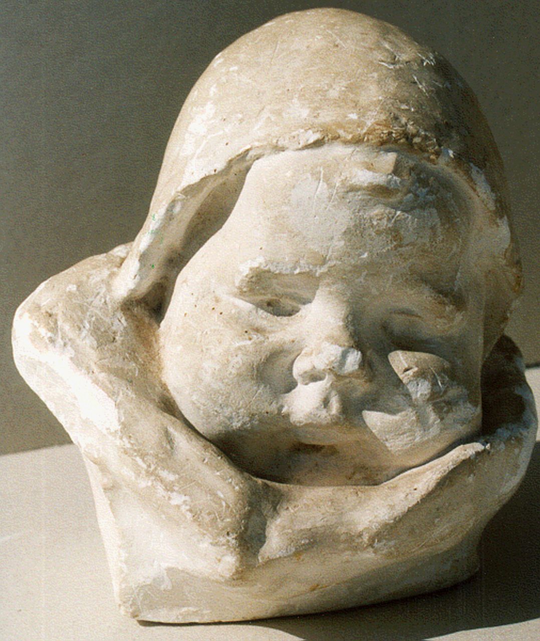 Wijk C.H.M. van | 'Charles' Henri Marie van Wijk, Babykopje met mutsje, gips 15,0 cm, gesigneerd niet Wijk C.H.M. van | 'Charles' Henri Marie van Wijk, Babykopje met mutsje, gips 15,0 cm, gesigneerd niet