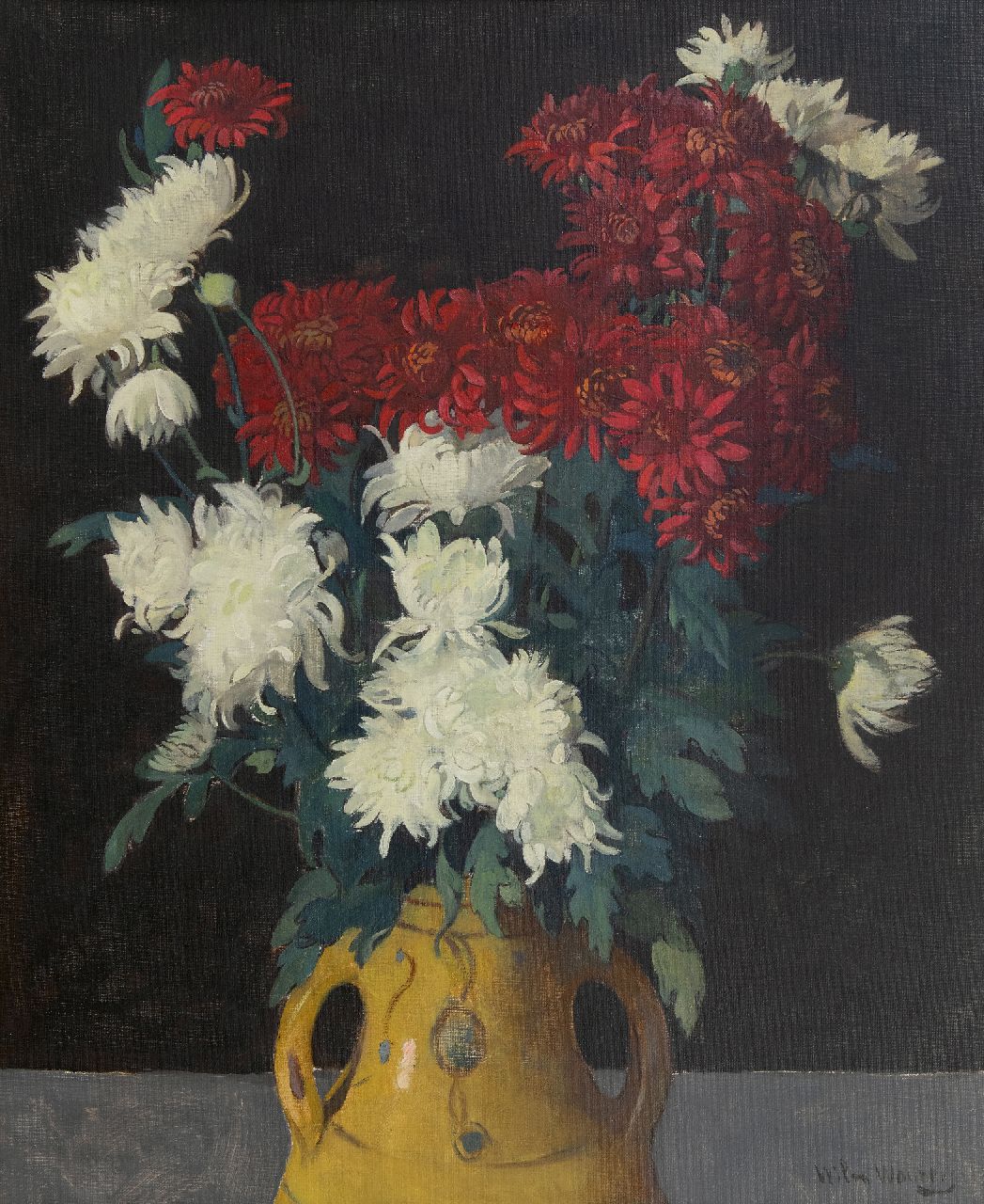 Wouters W.H.M. | Wilhelmus Hendrikus Marie 'Wilm' Wouters, Chrysanten, olieverf op doek 65,1 x 53,0 cm, gesigneerd rechtsonder Wouters W.H.M. | Wilhelmus Hendrikus Marie 'Wilm' Wouters, Chrysanten, olieverf op doek 65,1 x 53,0 cm, gesigneerd rechtsonder
