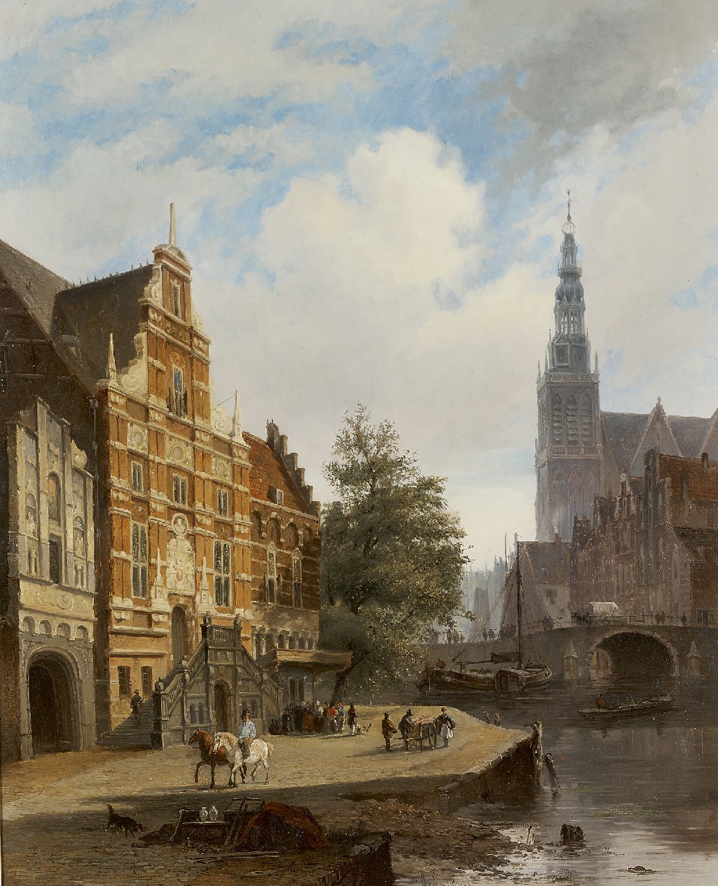 Hardenberg L. | Lambertus Hardenberg, Hollands stadsgezicht, olieverf op paneel 62,5 x 51,5 cm, te dateren ca. 1840 Hardenberg L. | Lambertus Hardenberg, Hollands stadsgezicht, olieverf op paneel 62,5 x 51,5 cm, te dateren ca. 1840