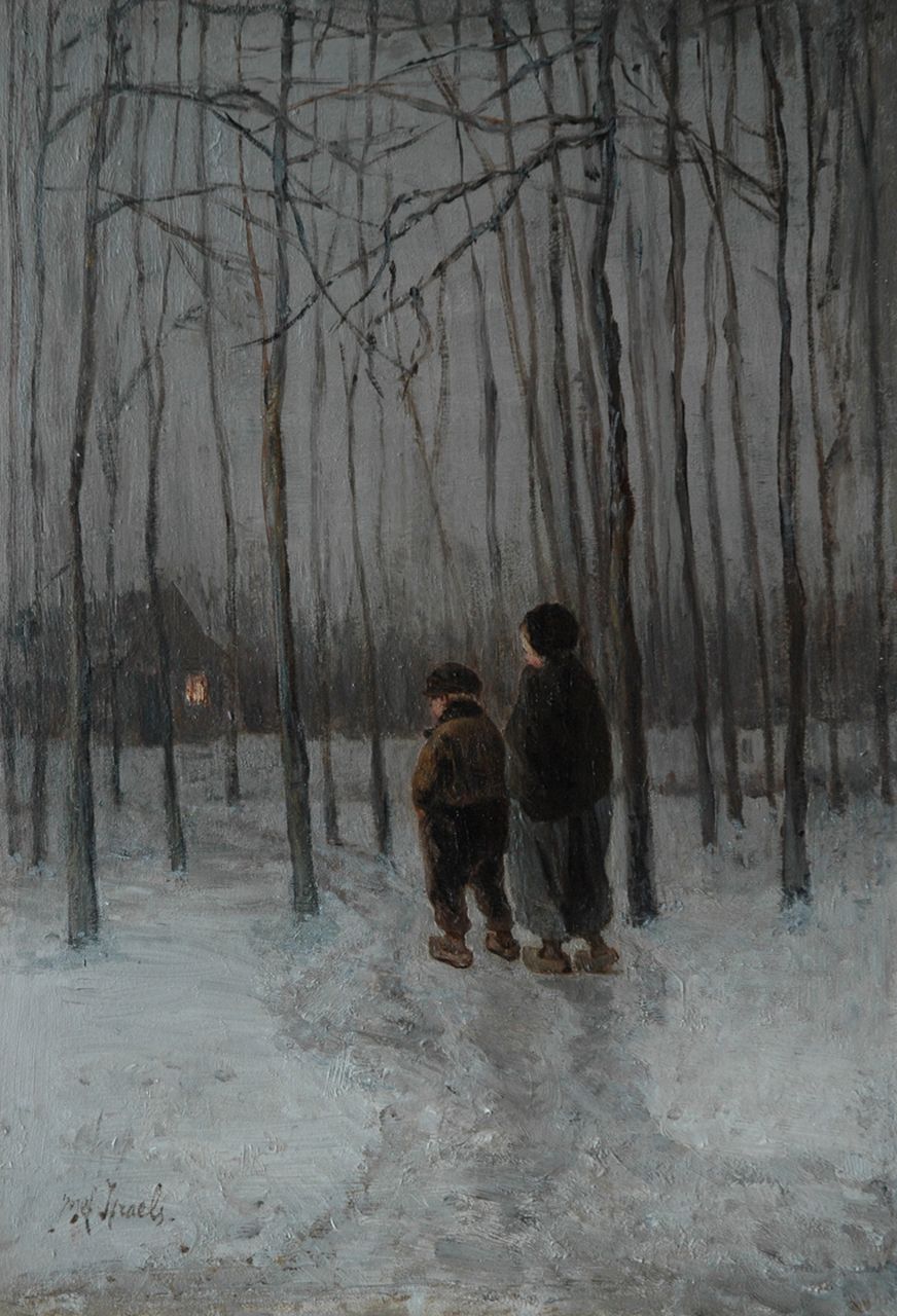 Israëls J.  | Jozef Israëls, Naar huis, olieverf op paneel 40,0 x 27,5 cm, gesigneerd linksonder