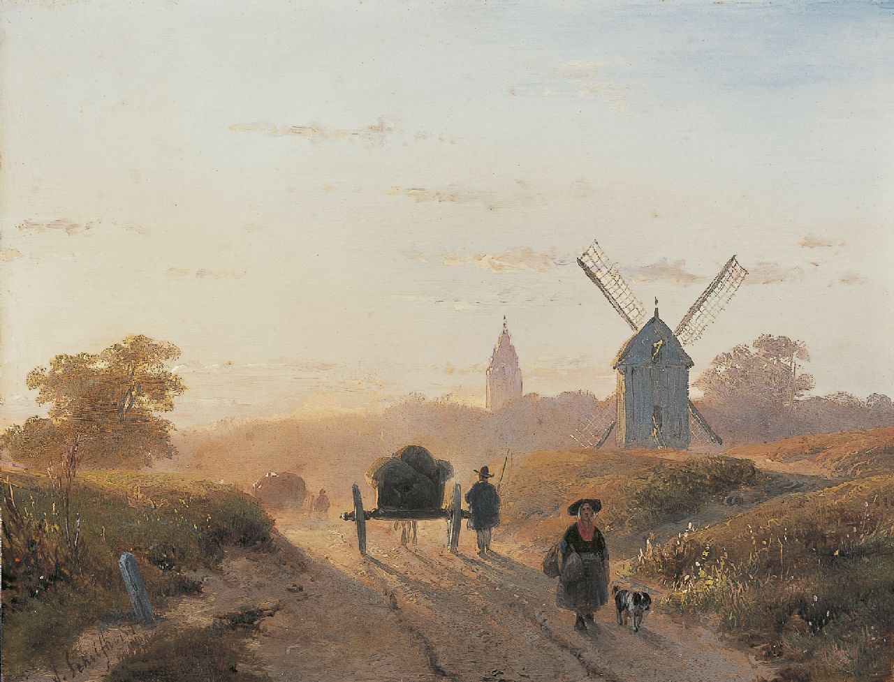 Schelfhout A. | Andreas Schelfhout, Avondstemming, olieverf op paneel 21,3 x 27,8 cm, gesigneerd linksonder en te dateren begin jaren '40 Schelfhout A. | Andreas Schelfhout, Avondstemming, olieverf op paneel 21,3 x 27,8 cm, gesigneerd linksonder en te dateren begin jaren '40
