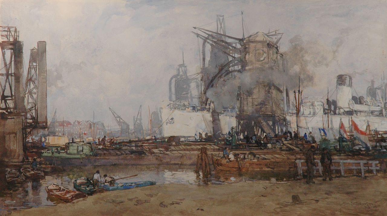Mastenbroek J.H. van | Johan Hendrik van Mastenbroek, De witte boot, aquarel en gouache op papier 60,0 x 102,0 cm, gesigneerd rechtsonder en gedateerd 1914 Mastenbroek J.H. van | Johan Hendrik van Mastenbroek, De witte boot, aquarel en gouache op papier 60,0 x 102,0 cm, gesigneerd rechtsonder en gedateerd 1914