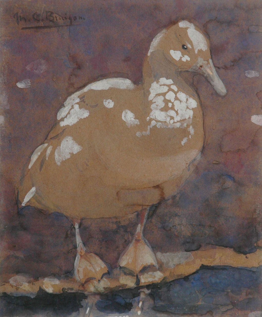Bruigom M.C. | Margaretha Cornelia 'Greta' Bruigom, Eend, aquarel op papier 17,5 x 14,4 cm, gesigneerd linksboven Bruigom M.C. | Margaretha Cornelia 'Greta' Bruigom, Eend, aquarel op papier 17,5 x 14,4 cm, gesigneerd linksboven