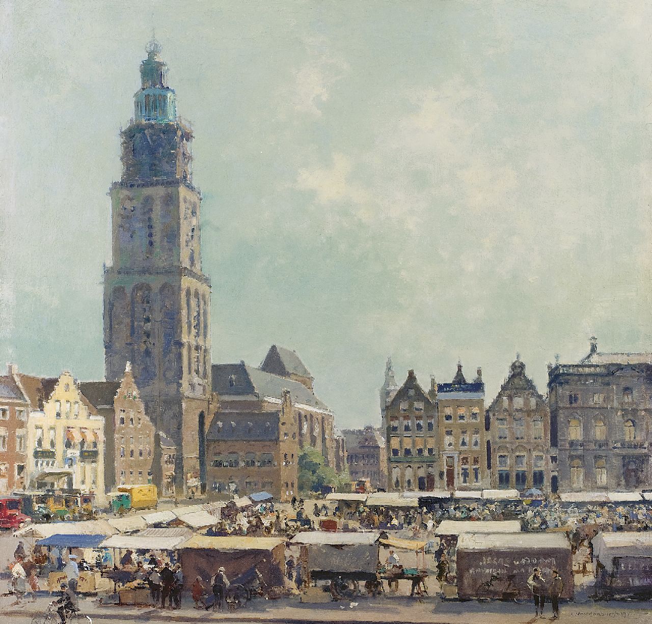 Vreedenburgh C.  | Cornelis Vreedenburgh, De Grote Markt, Groningen, olieverf op doek 51,3 x 53,2 cm, gesigneerd rechtsonder en gedateerd 1936