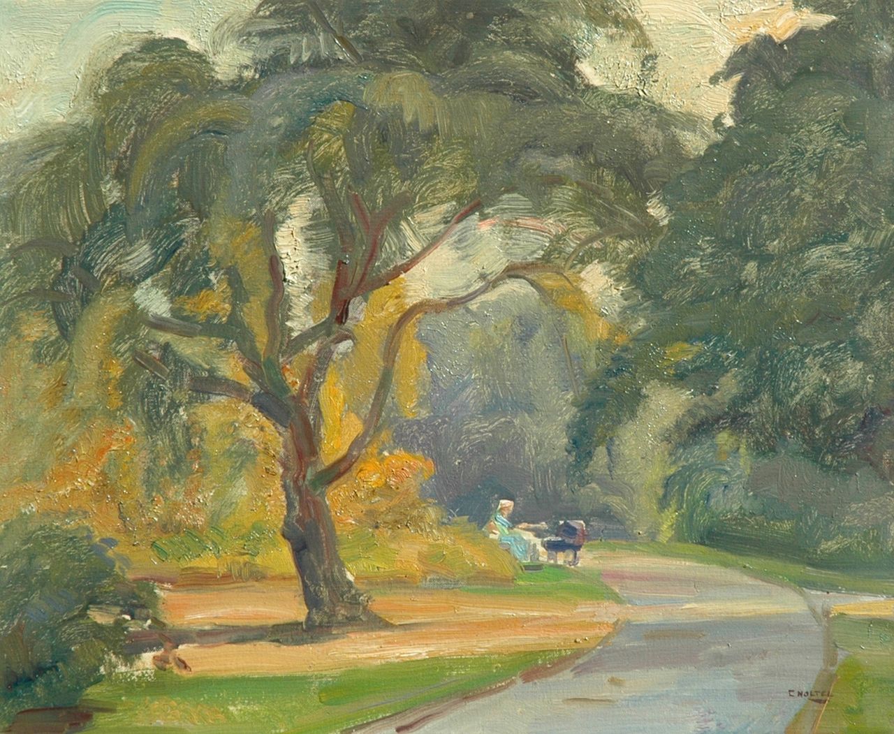 Noltee B.C.  | Bernardus Cornelis 'Cor' Noltee, Het Wantijpark te Dordrecht, olieverf op doek 37,3 x 45,4 cm, gesigneerd rechtsonder