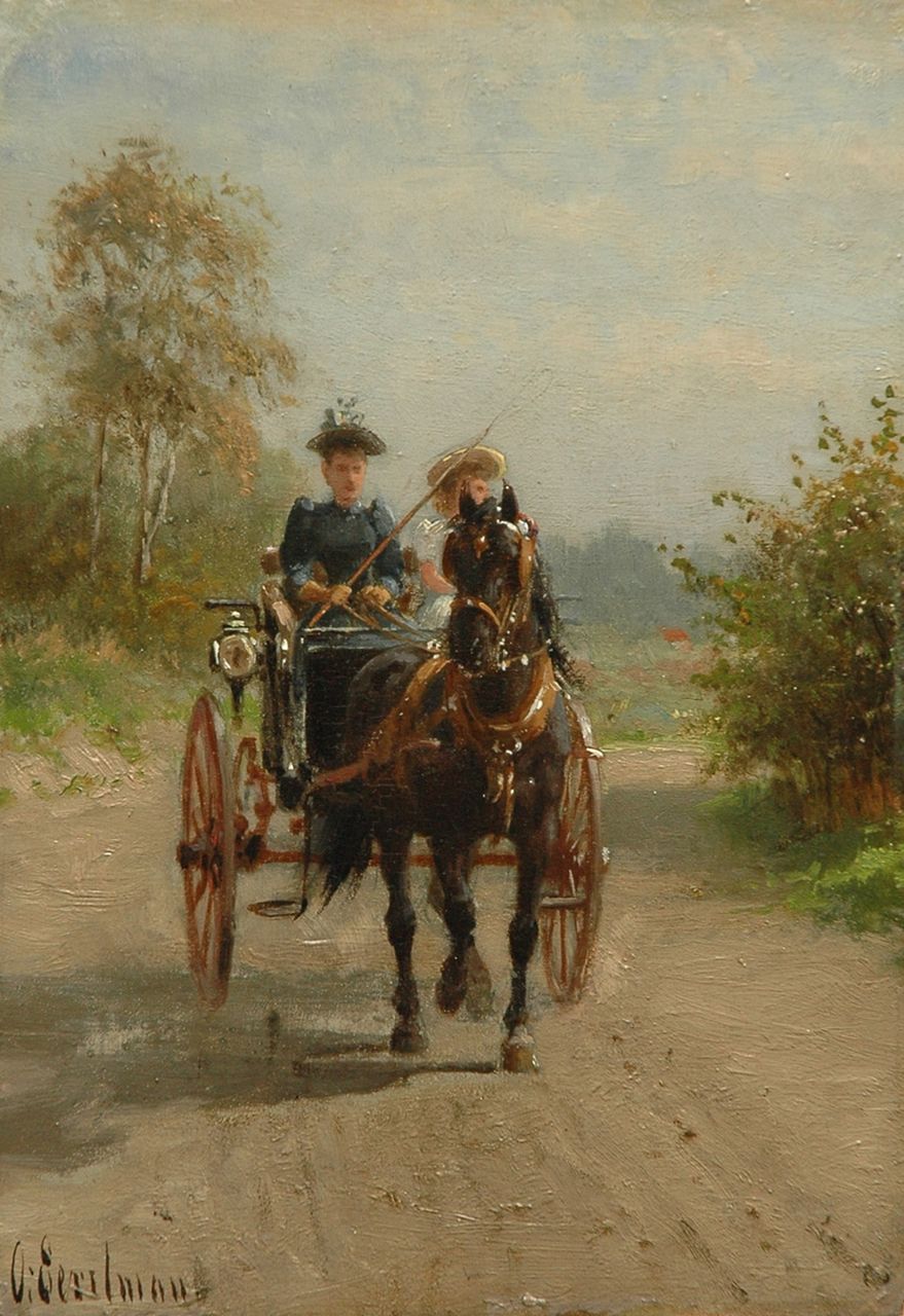 Eerelman O. | Otto Eerelman, Uit rijden op een zomerse dag, olieverf op paneel 27,0 x 18,8 cm, gesigneerd linksonder Eerelman O. | Otto Eerelman, Uit rijden op een zomerse dag, olieverf op paneel 27,0 x 18,8 cm, gesigneerd linksonder