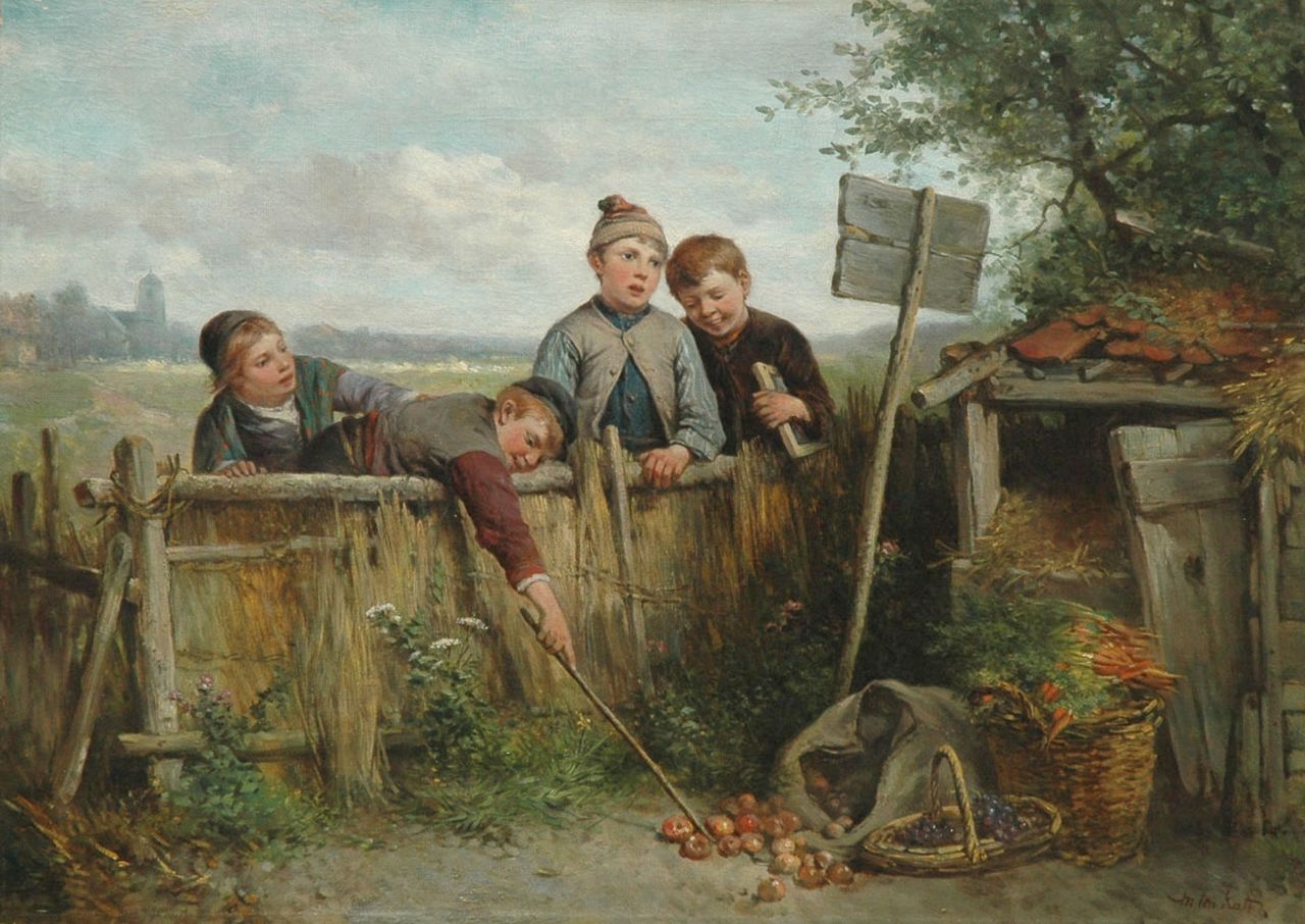 Kate J.M.H. ten | Johan 'Mari' Henri ten Kate, Jonge boefjes, olieverf op doek 46,5 x 65,1 cm, gesigneerd rechtsonder