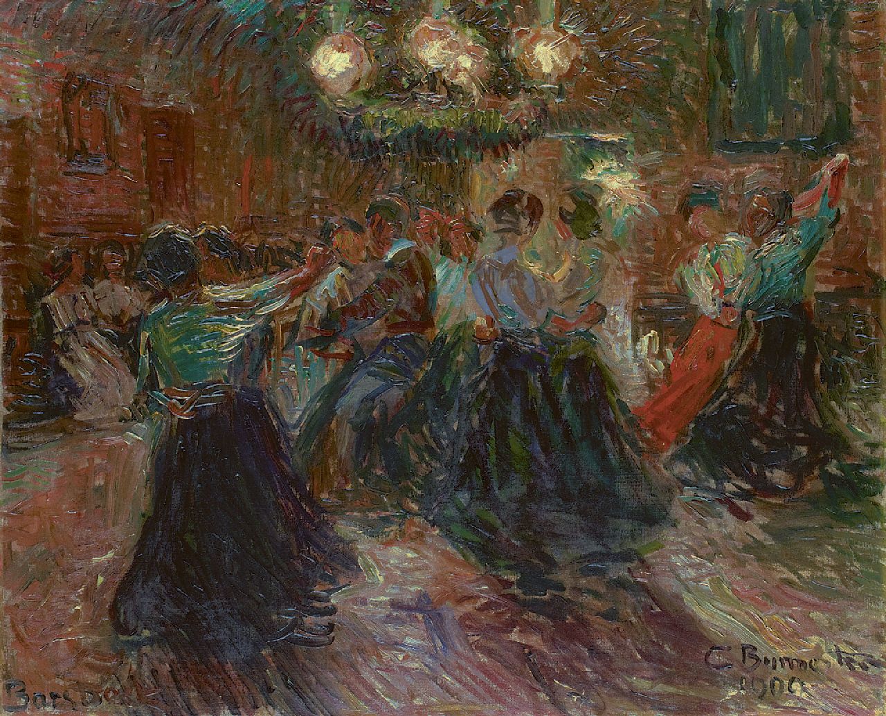 Burmester G. | Georg Burmester | Schilderijen te koop aangeboden | Feestavond, olieverf op doek 61,5 x 75,6 cm, gesigneerd rechtsonder en gedateerd 1909 Burmester G. | Georg Burmester | Schilderijen te koop aangeboden | Feestavond, olieverf op doek 61,5 x 75,6 cm, gesigneerd rechtsonder en gedateerd 1909