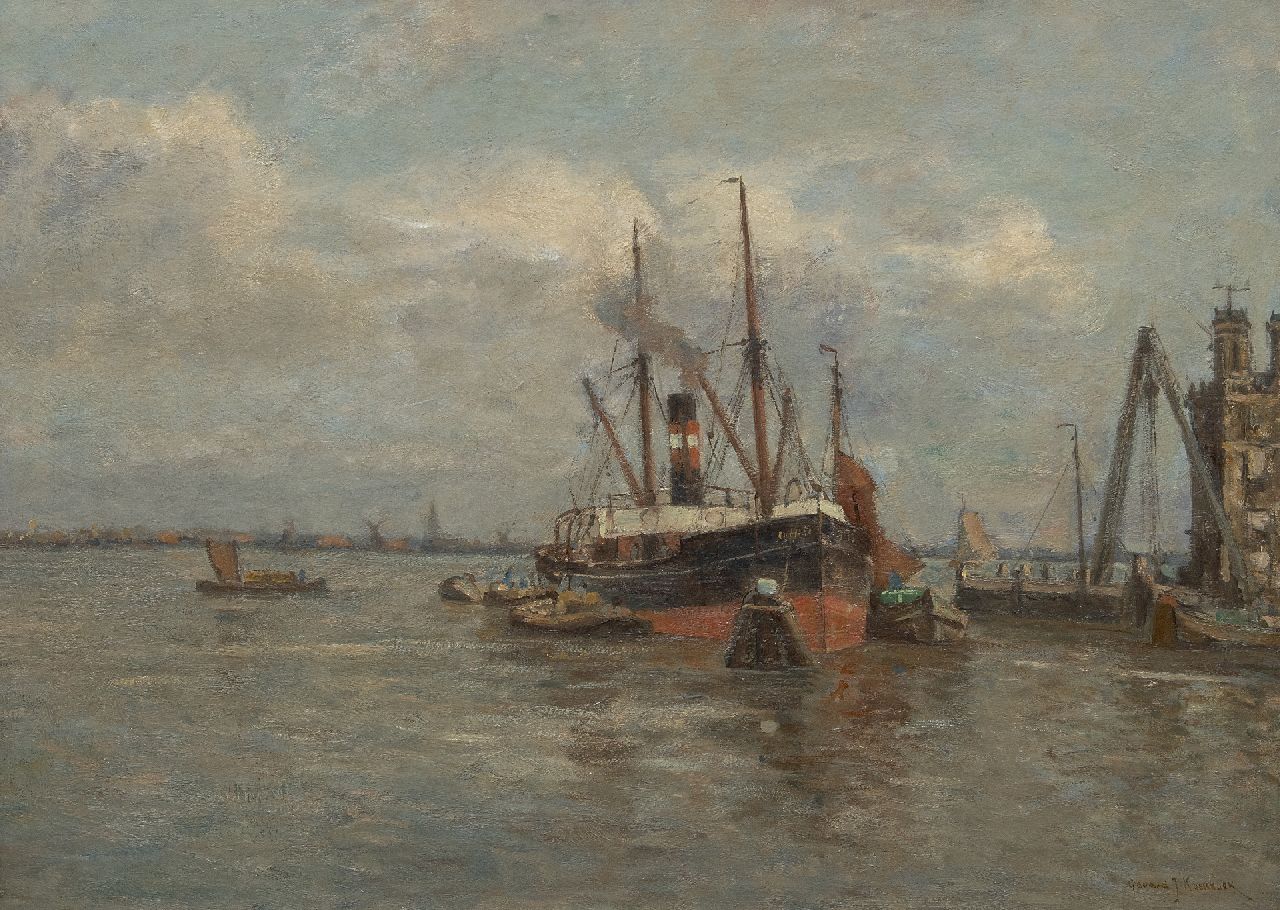 Koekkoek G.J. | Gerardus Johannes 'Gerard' Koekkoek | Schilderijen te koop aangeboden | Afgemeerde coaster, olieverf op doek 59,8 x 80,8 cm, gesigneerd rechtsonder Koekkoek G.J. | Gerardus Johannes 'Gerard' Koekkoek | Schilderijen te koop aangeboden | Afgemeerde coaster, olieverf op doek 59,8 x 80,8 cm, gesigneerd rechtsonder