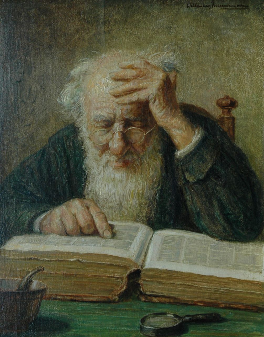 Nieuwenhoven W. van | Willem van Nieuwenhoven, Wijze oude man, olieverf op paneel 30,0 x 24,1 cm, gesigneerd rechtsboven Nieuwenhoven W. van | Willem van Nieuwenhoven, Wijze oude man, olieverf op paneel 30,0 x 24,1 cm, gesigneerd rechtsboven