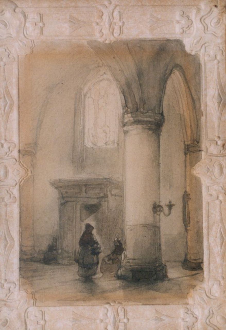 Bosboom J. | Johannes Bosboom, Kerkintieur, aquarel op papier 15,0 x 9,0 cm Bosboom J. | Johannes Bosboom, Kerkintieur, aquarel op papier 15,0 x 9,0 cm