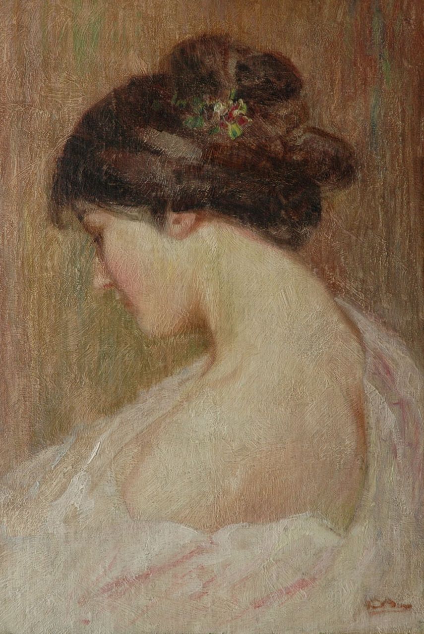 Belgische School, 19e eeuw | Mijmering, olieverf op doek op schildersboard, 53,6 x 36,5 cm, gesigneerd r.o. (vaag)