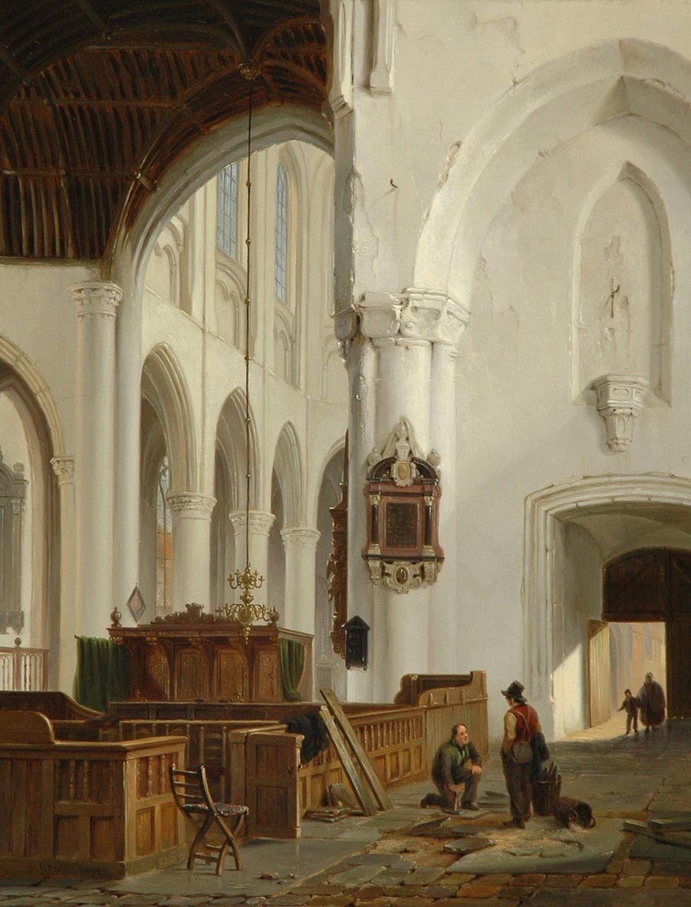 Hove B.J. van | Bartholomeus Johannes 'Bart' van Hove, Interieur van de Grote Kerk in Den Haag, olieverf op paneel 49,7 x 38,5 cm, gesigneerd linksonder Hove B.J. van | Bartholomeus Johannes 'Bart' van Hove, Interieur van de Grote Kerk in Den Haag, olieverf op paneel 49,7 x 38,5 cm, gesigneerd linksonder