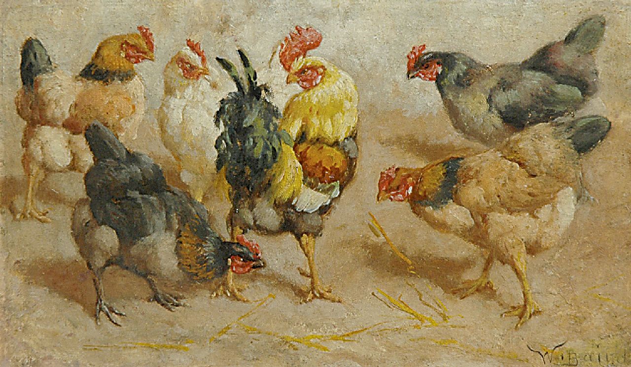 Baird W.B. | William Baptiste Baird, De baas van het kippenhok, olieverf op schildersboard 12,0 x 20,1 cm, gesigneerd rechtsonder en verso Baird W.B. | William Baptiste Baird, De baas van het kippenhok, olieverf op schildersboard 12,0 x 20,1 cm, gesigneerd rechtsonder en verso