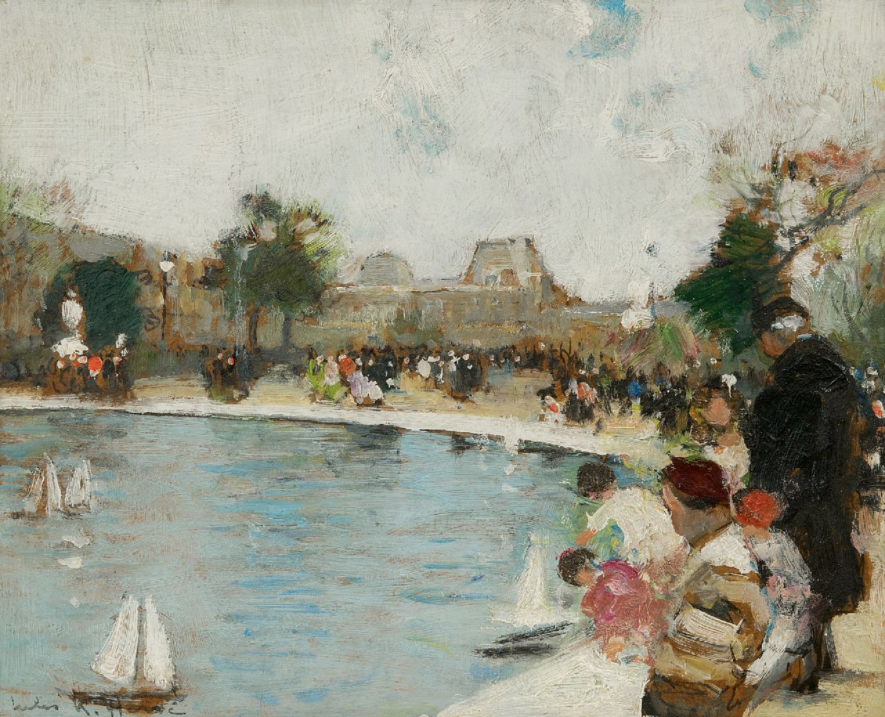 Hervé J.R. | Jules René Hervé | Schilderijen te koop aangeboden | De Jardin des Tuileries in Parijs, olieverf op board 22,2 x 27,2 cm, gesigneerd linksonder en verso Hervé J.R. | Jules René Hervé | Schilderijen te koop aangeboden | De Jardin des Tuileries in Parijs, olieverf op board 22,2 x 27,2 cm, gesigneerd linksonder en verso