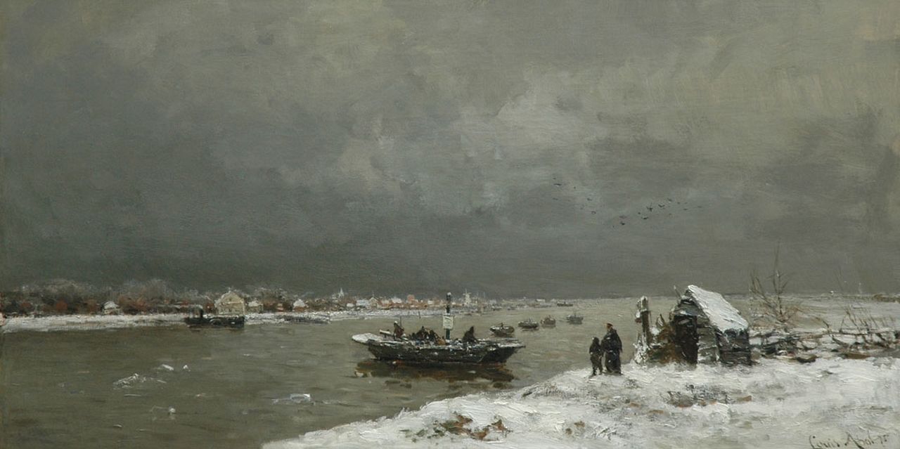 Apol L.F.H. | Lodewijk Franciscus Hendrik 'Louis' Apol, Aan de rivier, olieverf op doek 52,2 x 101,0 cm, gesigneerd rechtsonder en gedateerd '75 Apol L.F.H. | Lodewijk Franciscus Hendrik 'Louis' Apol, Aan de rivier, olieverf op doek 52,2 x 101,0 cm, gesigneerd rechtsonder en gedateerd '75