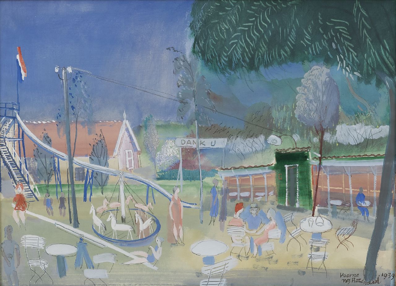 Rozendaal W.J.  | 'Willem' Jacob Rozendaal, Speeltuin op Voorne, gouache op papier 40,0 x 51,2 cm, gesigneerd rechtsonder en gedateerd 'Voorne' 1939